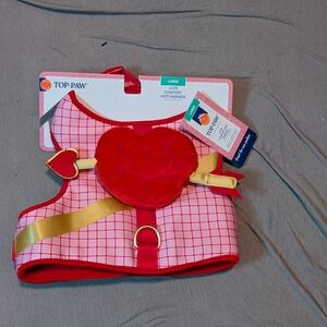 Top Paw Red and Pink Heart Vest Harness, Size Large